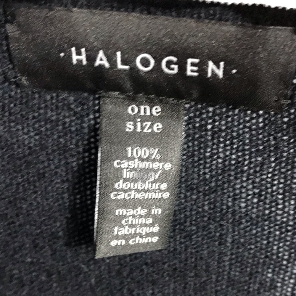 Halogen 100% Cashmere Black & Gray Striped Sweater Poncho One Size - Picture 5 of 5